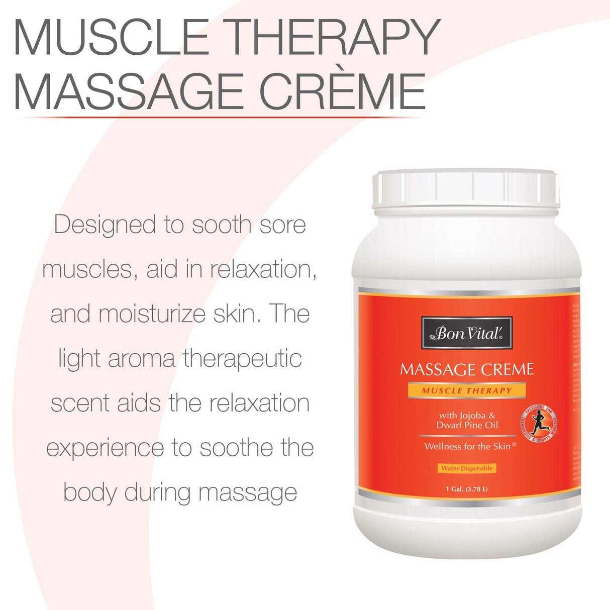 Bon Vital Muscle Therapy Massage Cream - 1 Gallon - Ideal for Professionals
