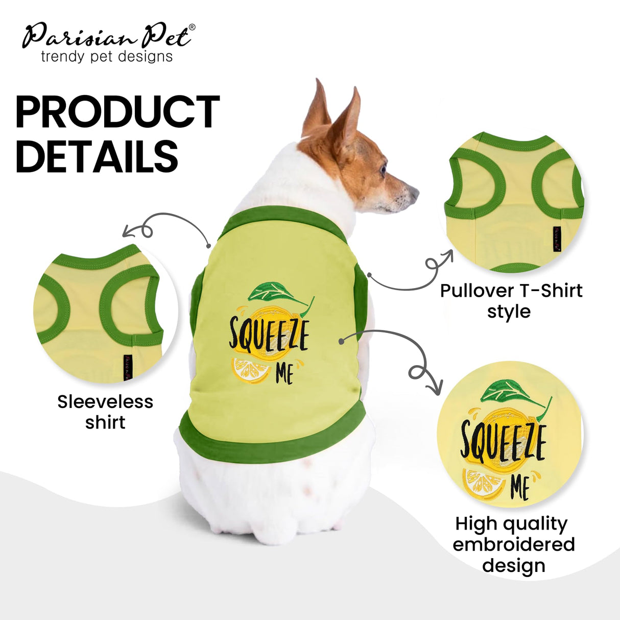 Parisian Pet Dog Shirt – 100% Cotton Shirts for Medium Dogs – Sleeveless Puppy Vest – Lightweight and Breathable Pet Apparel – Pullover Summer Dog Clothes - Stretchy Funny T Shirts for Dogs