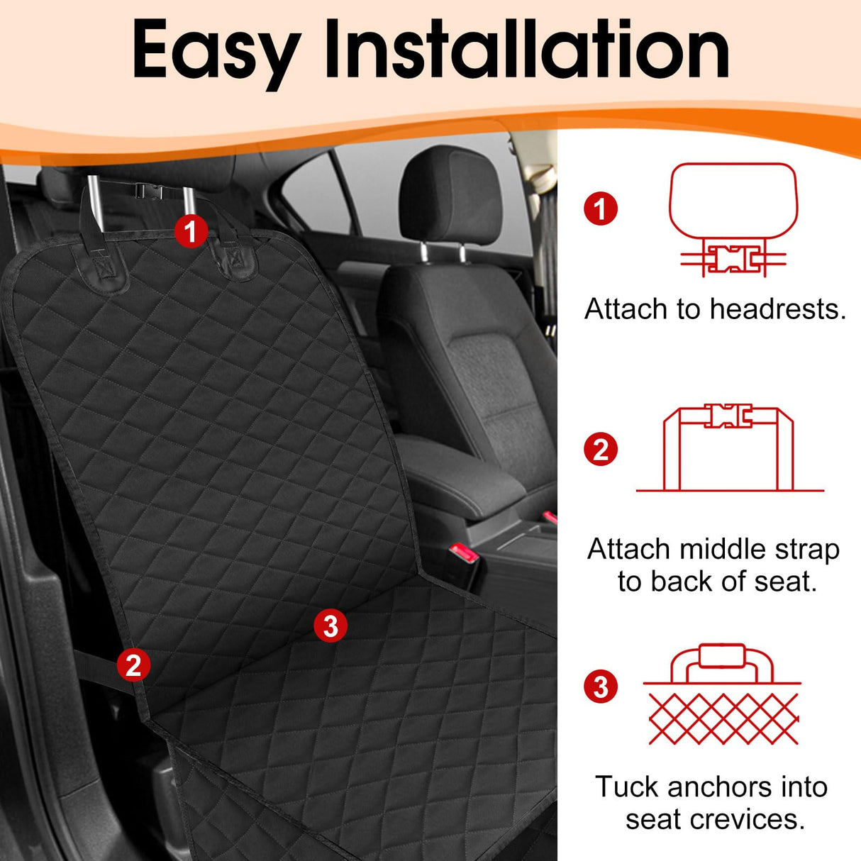 NECKORY 2 Pack Front Dog Seat Cover, Waterproof Car Seat Covers for Dogs Nonslip Scratch-Proof Dog Seat Cover Front Seat Cover for SUV, Sedans,Trucks,Cars - S, Black