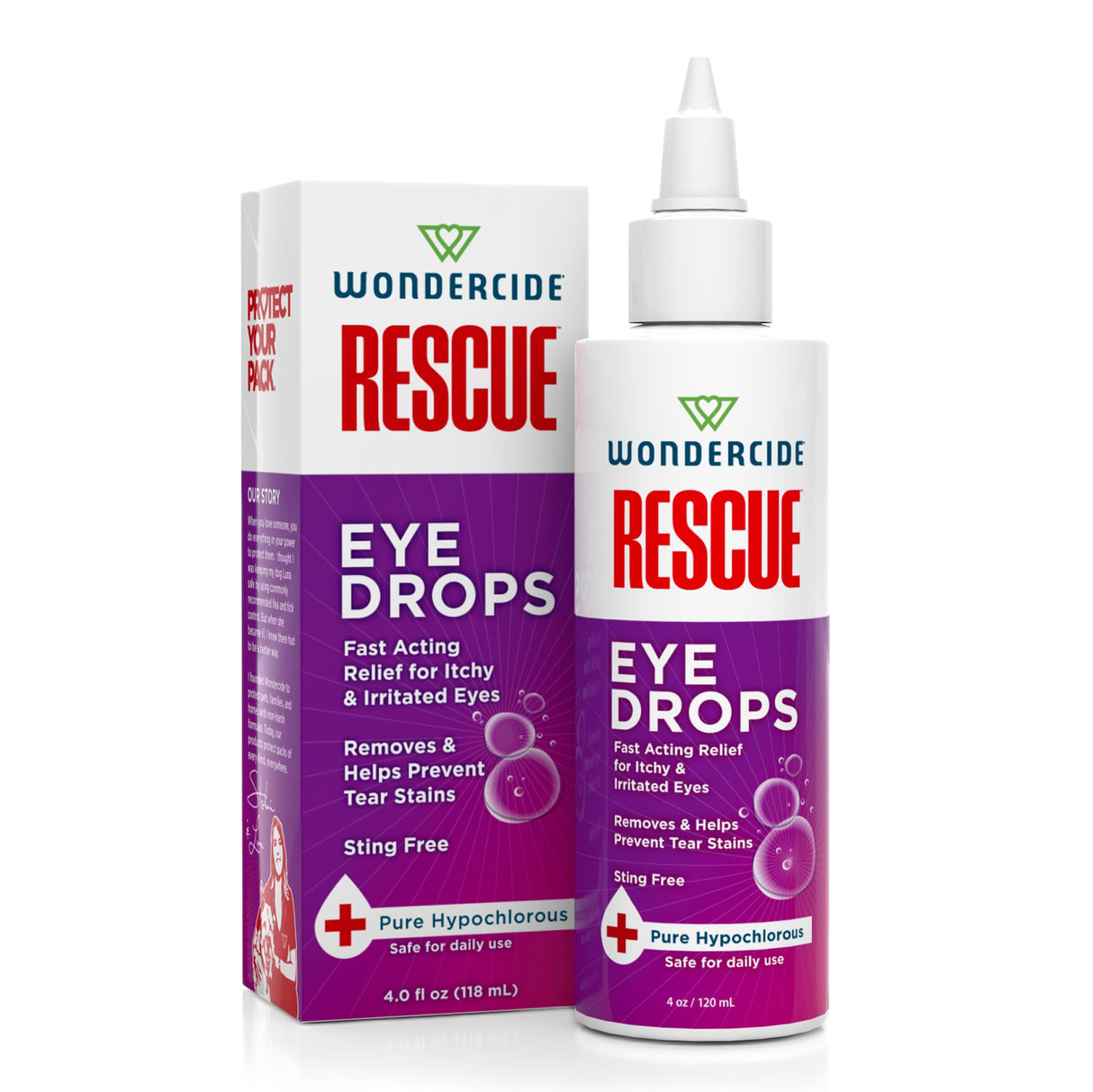Wondercide Rescue - Eye Drops and Wash for Pets - Relief for Dogs and Cats from Allergies, Itchy Red Irritated Eyes, Discharge - with Pure Hypochlorous - 4 oz