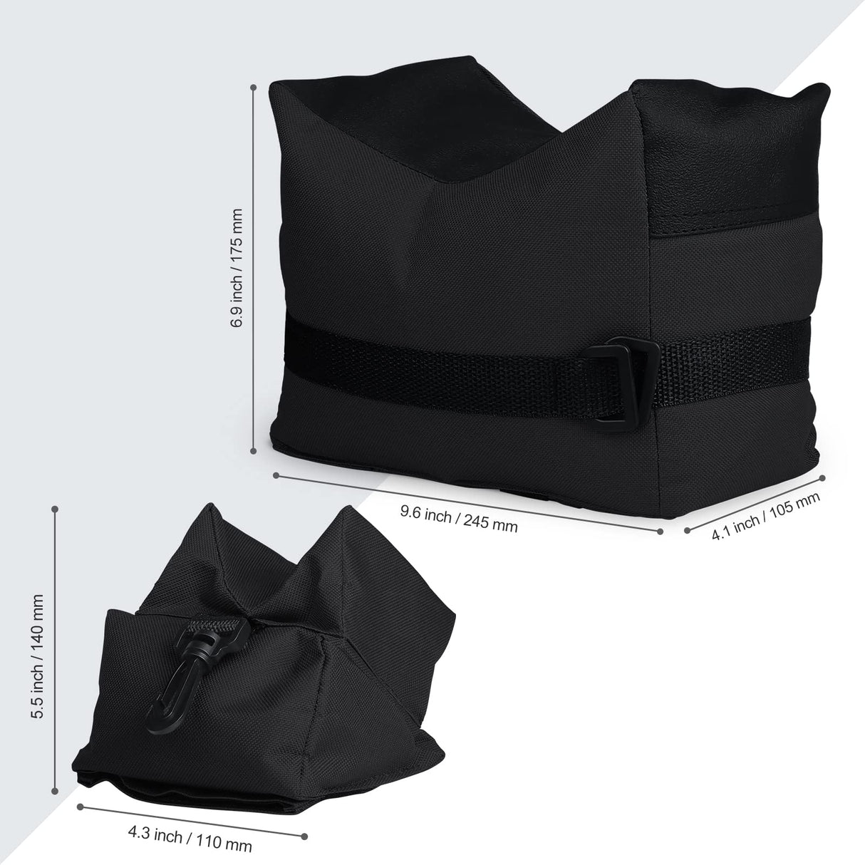 Twod Outdoor Shooting Rest Bags - Target Sports Bench Rest with Front & Rear Support SandBag Stand Holders for Gun Rifle Shooting Hunting Photography - Black