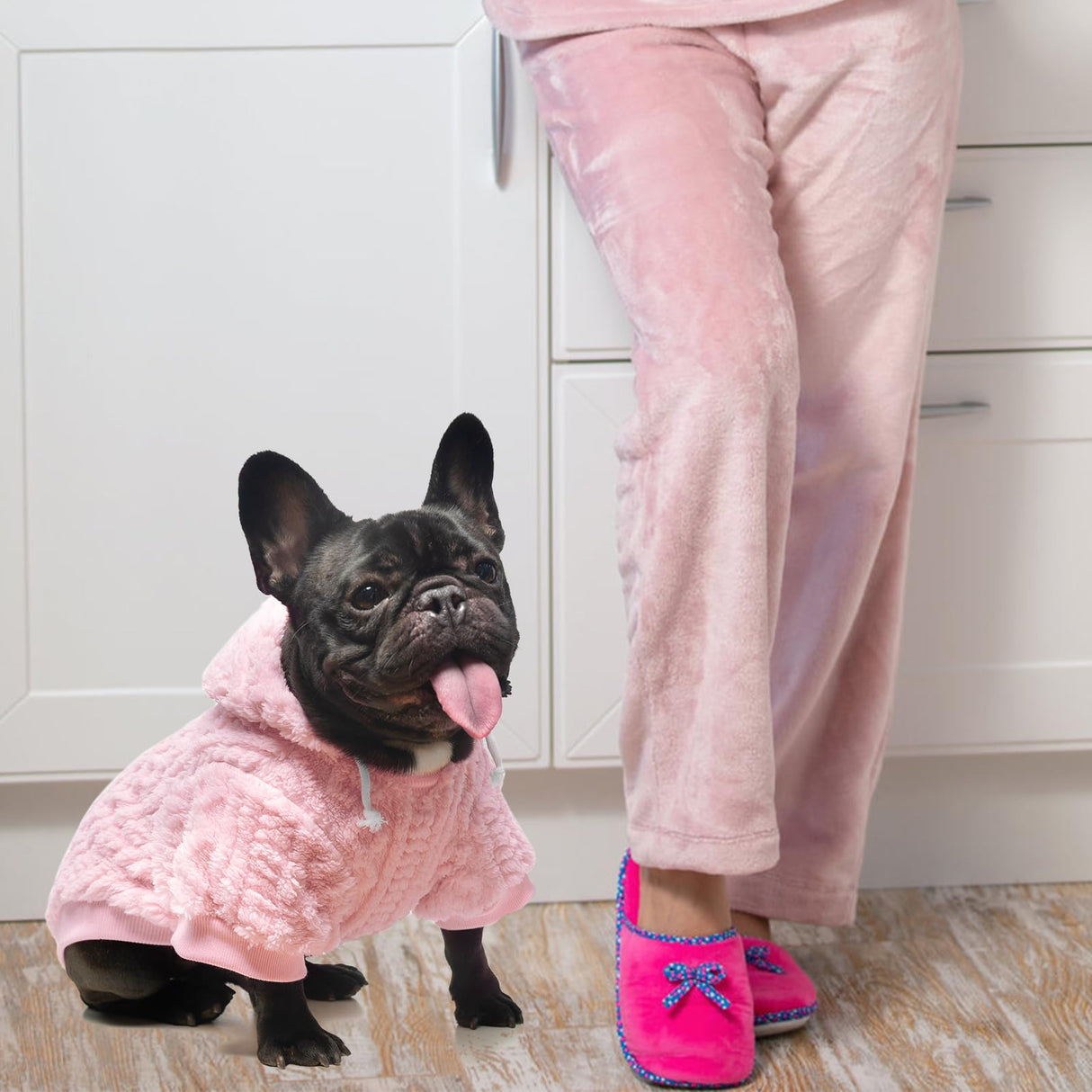 KOOLTAIL Fuzzy Dog Sweater Hoodie for Small Medium Large Dogs, Soft Fleece Pet Clothes Sweatshirt with Leash Hole, Warm Winter Dog Sherpa Jacket Snuggie Cold Weather Coat for Puppy Cats Girl, Pink L