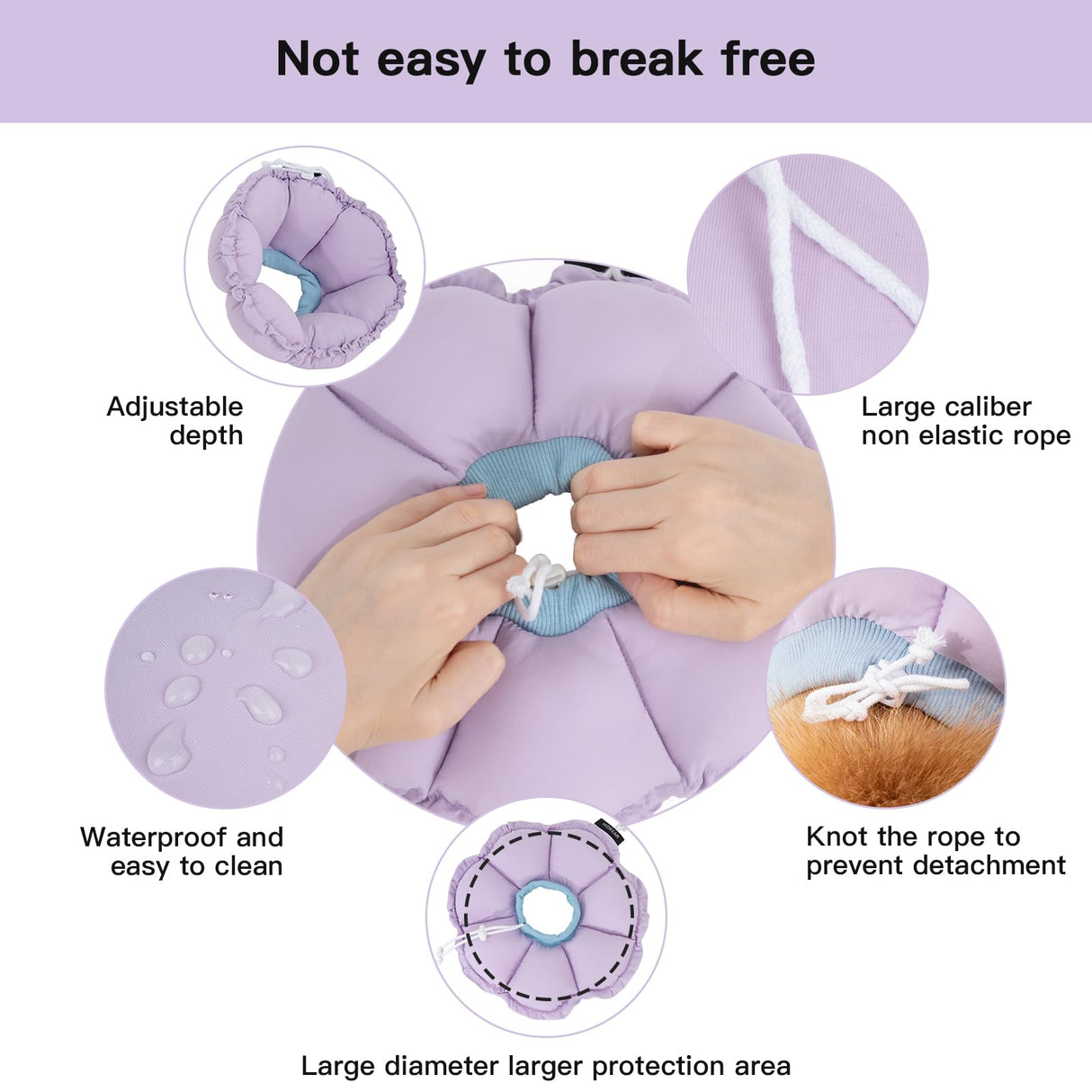 H HIDREAM Soft Dog Cones for Medium Dogs,Cute Adjustable Cone for Dogs to Stop Licking,Dog Recovery Collars & Cones That can Protect Head and Foot Wounds,Purple Flower All-Season Style