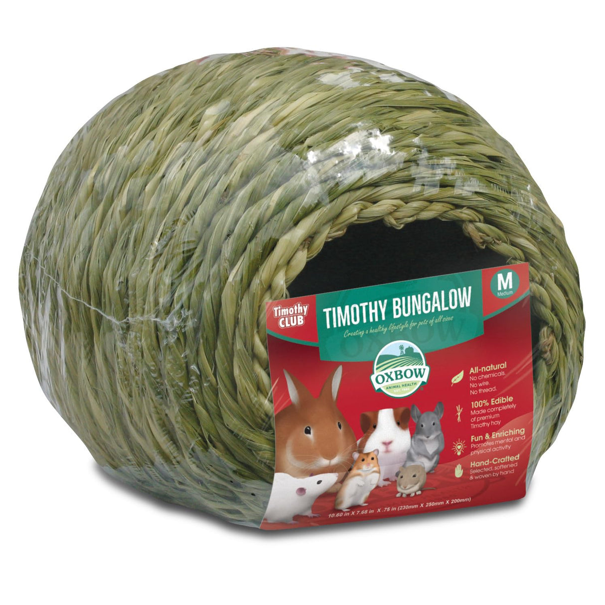 Oxbow Timothy Hay Bungalow, Rabbit & Guinea Pig Hideout, Edible & Hand-Woven Bunny House, No Wires or String, Small Pet Accessories, for Rabbits, Guinea Pigs, Chinchillas & Rats, Medium