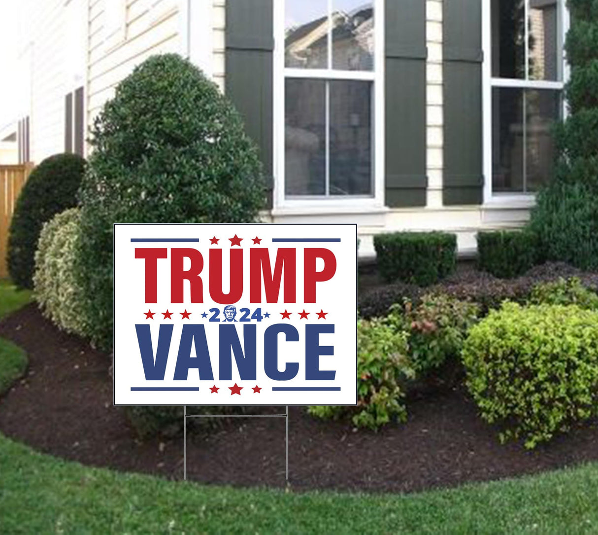 Trump Vance 2024 Yard Sign 24x18" MAKE AMERICA GREAT AGAIN MAGA Trump 2024 Both Side Printed With H Stakes