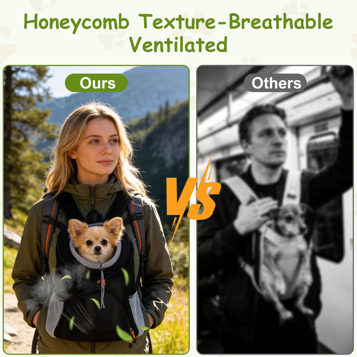 Pet Dog Carrier Backpack, Dog Front Backpack, Pet Carrier Backpack, Front Carrier Backpack, Ventilated Mesh Dog Travel Back Pack for Hiking Cycling Outdoor (6.6-15.4 lbs)