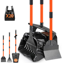 Load image into Gallery viewer, SlowTon Dog Pooper Scooper - 37.4" Long Handle Adjustable Metal Swivel Bin & Rake & Spade Kit with 20 Waste Bags, Portable Pooper Scooper for Gravel Lawn Grass, Suit for Small Medium Large Dog