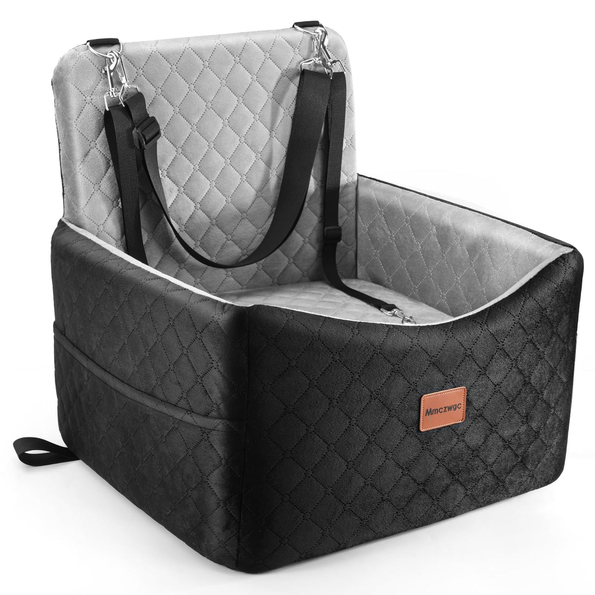 Mmczwgc Dog Car Seat for Small/Medium Dogs Under 35 lbs – Pet Booster Seat with 6-inch Memory Foam, Dog Car Bed with Removable and Washable Cover, 2 Safety Belts and 2 Storage Bags