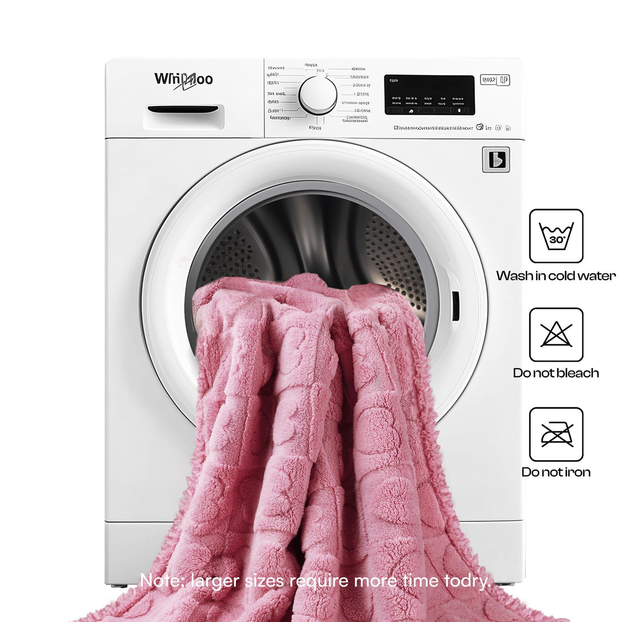 Luciphia Valentines Day Waterproof Blanket for Medium Large Dogs Washable Bed Couch Protector Soft Fluffy 3D Heart Jacquard Pet Blanket with Sherpa Fleece Cozy Calming Throw Blankets, Pink 65x57 inch