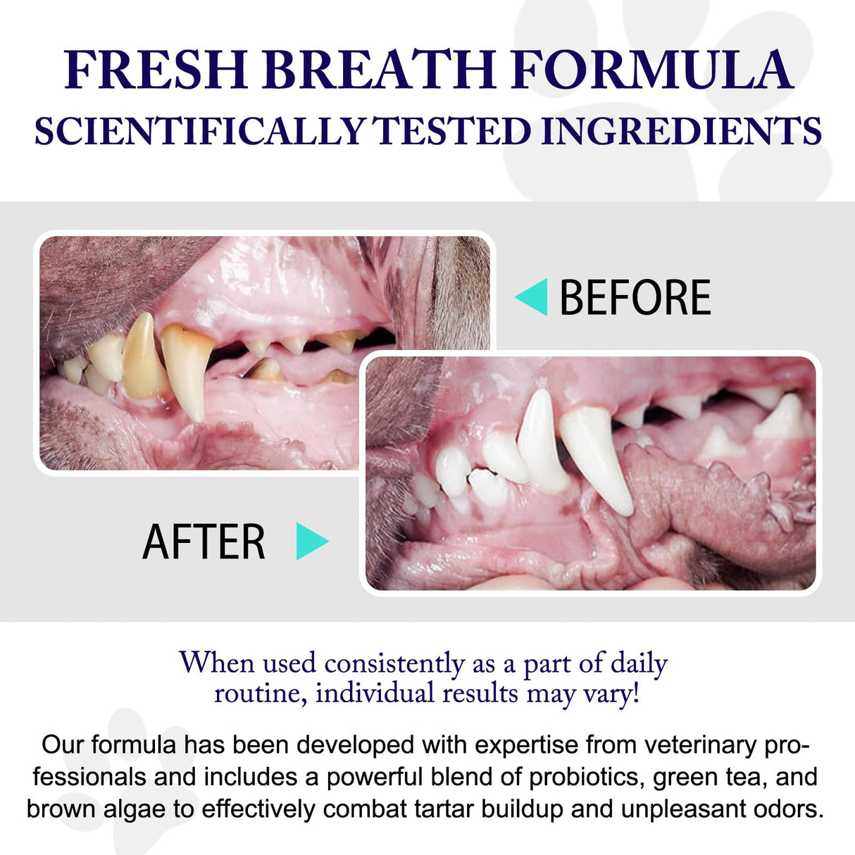 Dog Teeth Cleaning Powder - Dog Dental Powder - Plaque Off Pet Tooth Cleaning lab co - Targets Tartar & Reduces Plaque & Bad Breath - Teeth Cleaning Made Easy for Small, Medium, Large Dogs
