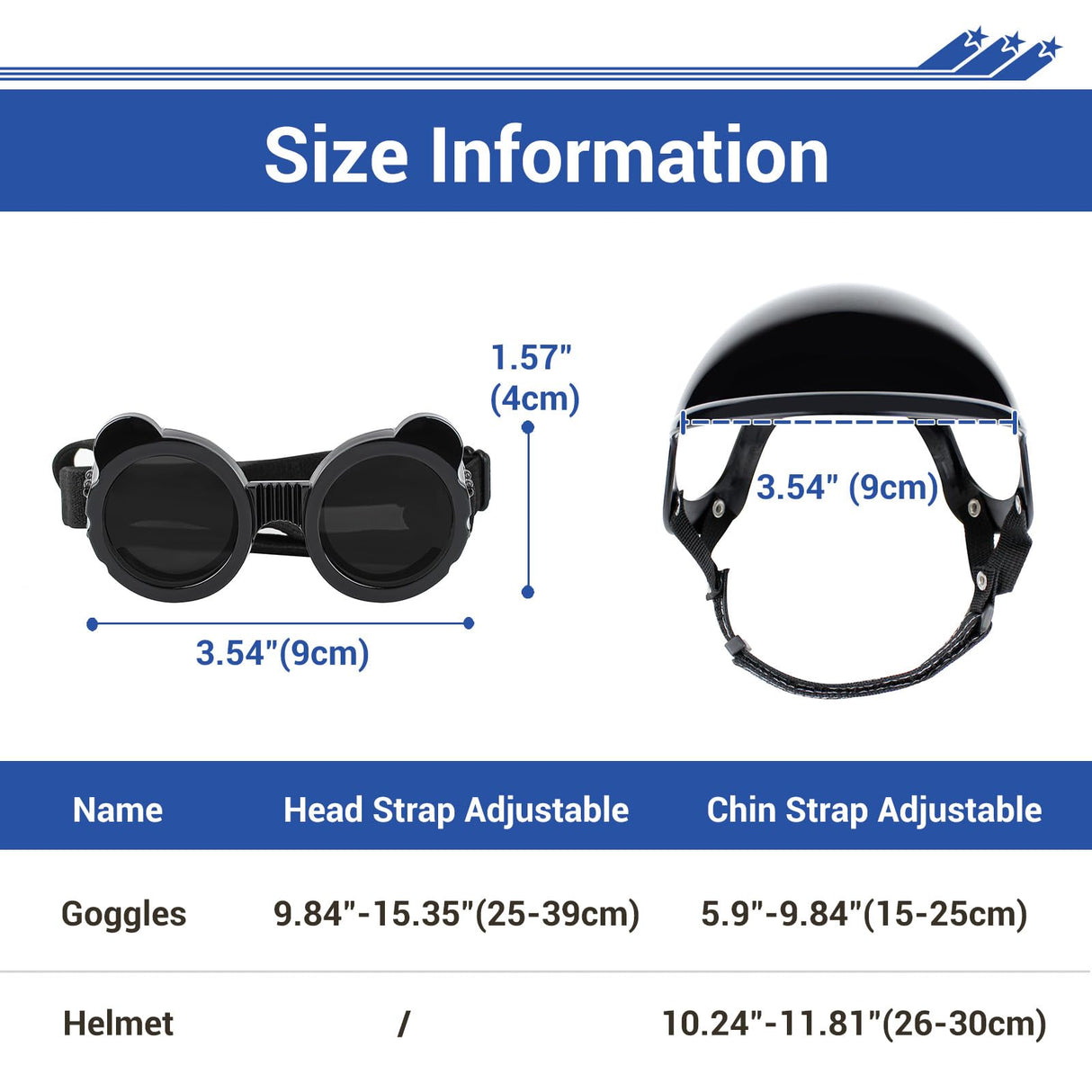 PETLESO Extra Small Dog Goggles and XSmall Dog Helmet, 2Pcs Anti-UV Doggy Sunglasses Cat Motorcycle Protecetive Helmet Set, Chihuahua Safety Hard Hat Outdoor Head & Eyes Protection, Black XS