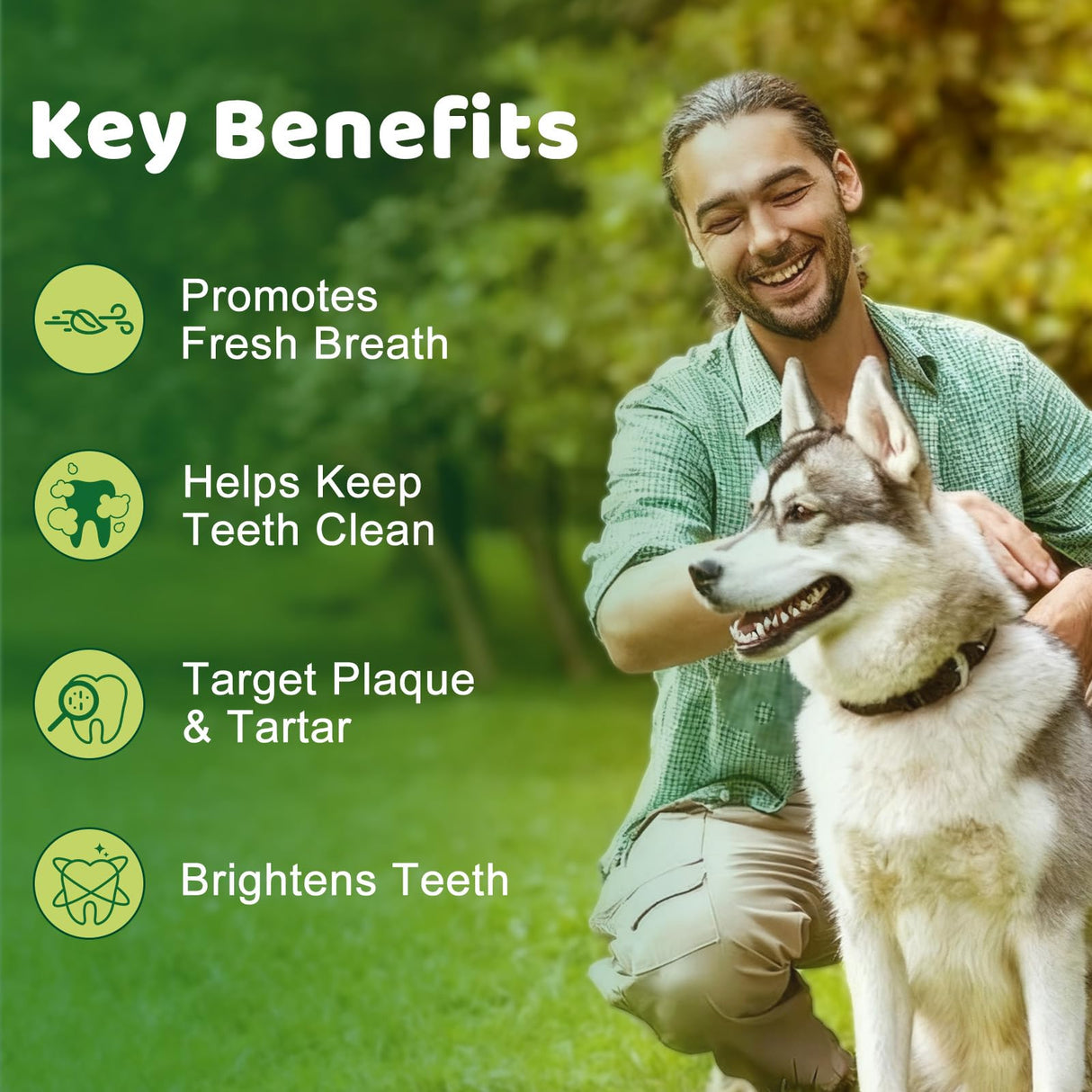 Dog Dental Powder, Dog Teeth Cleaning Powder Dog Breath Freshener with Natural Herbal Blend + Probiotics, Dogs Bad Breath Plaque Off Tartar Remover for Teeth Pet Tooth Cleaning, Mint, 60-Day Supply
