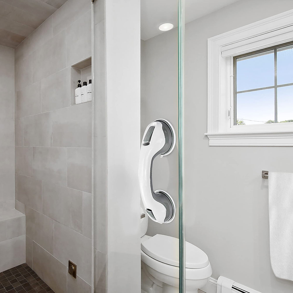 NLAAHCE Shower Grab Bar Heavy-Duty (2Pack) 12-Inch ADA Compliant Shower Handles for Elderly Suction Shower Grab Bars for Seniors Handicap Safety Handrail for Bathtubs Shower Assistance