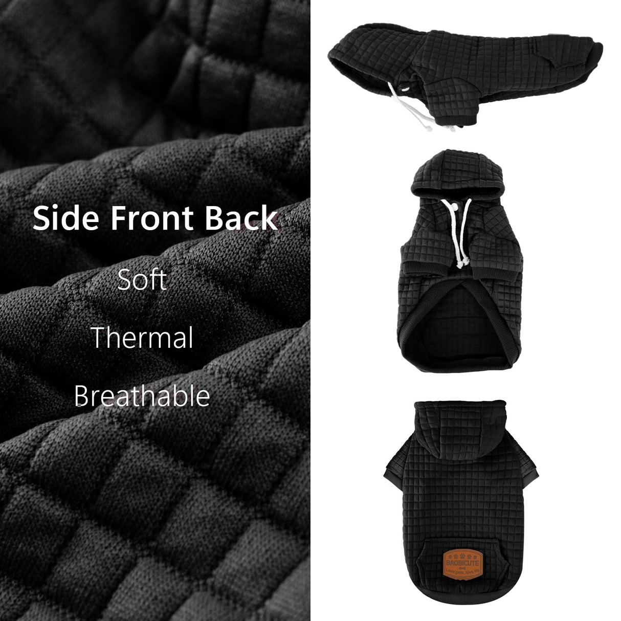 2 Pack Dog Hoodie Sweaters for Small Medium Dogs Warm Dog Clothes for Large Dogs Soft Waffle-Like Laminated Sweatshirt Bulldog (Black+Grey, M/L (Back: 17",Chest: 24.5", Neck: 14.5"))
