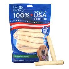 Load image into Gallery viewer, Pet Factory 100% Made in USA Beefhide Chip Rolls Dog Rawhide Chews, Thick, Dog Chews Long Lasting from American Cattle, Dog Chew Bones, 5 Inches (Pack of 22)