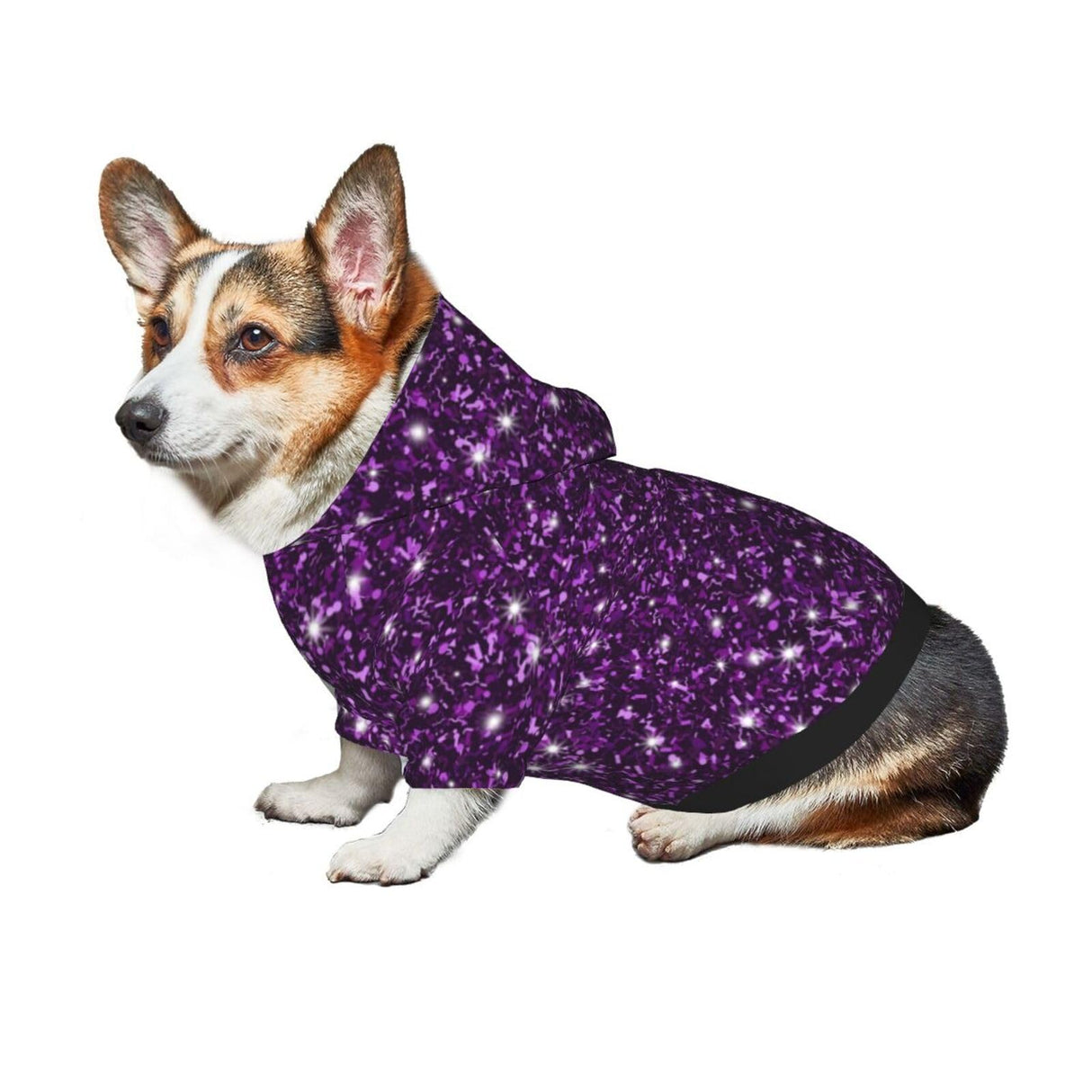 Dog Hoodie Sweater - Soft and Warm Winter Coat with Beautiful Dark Purple Glitter Sparkles Pattern - Cold Weather Clothes for XS-XXL