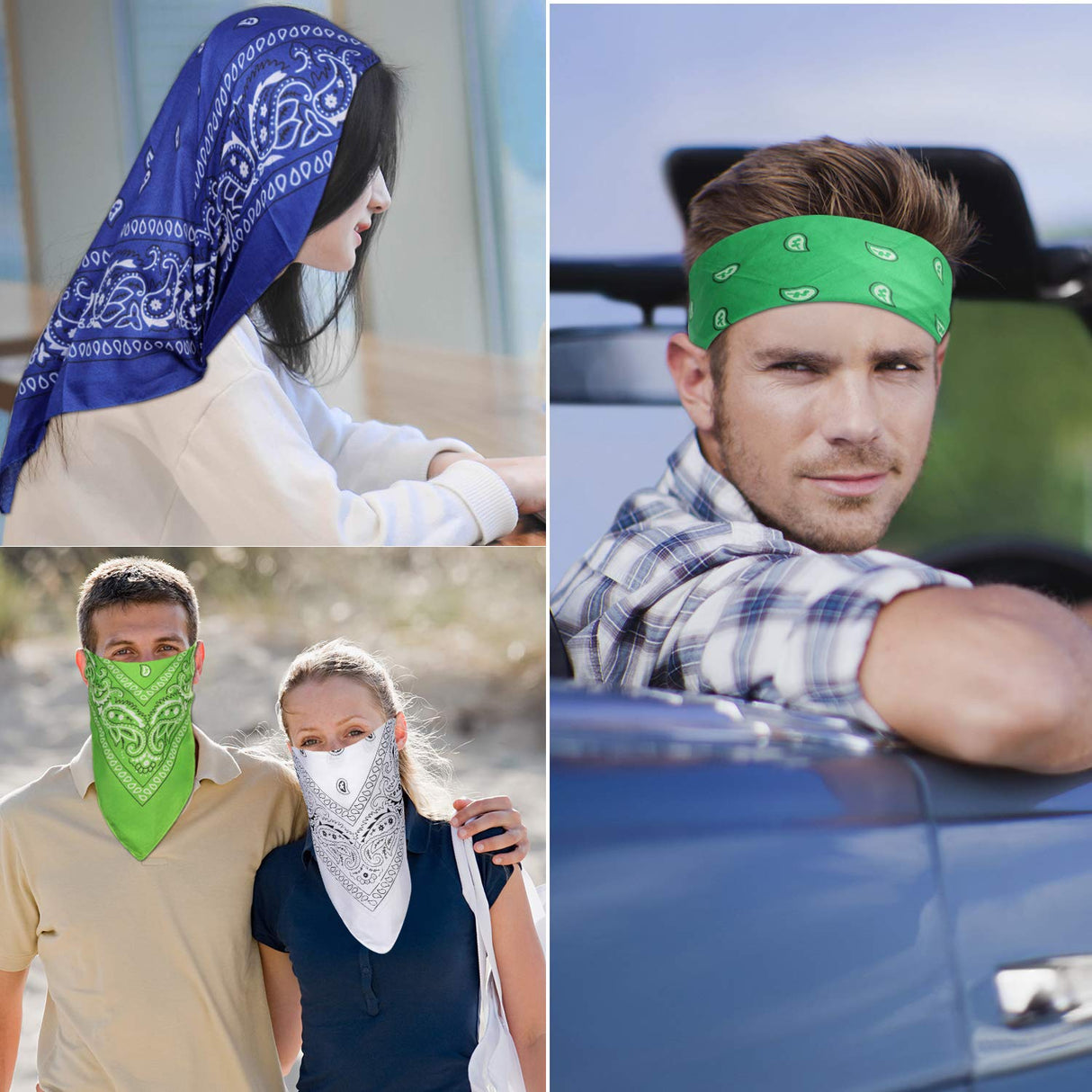 CECIAOAIME 16 Pcs Bandanas Multi-Purpose Bandana Headbands Party Outdoor Head Scarf 22x22 inch Handkerchiefs for Women Men