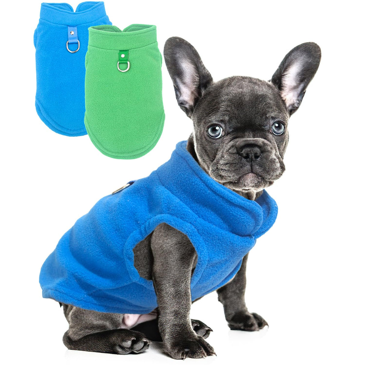 2 Pieces Fleece Dog Sweaters for Small Dogs Male, with Leash Ring, Warm Pet Sweater Fall Winter Thick Clothes Coat for Chihuahua, French Bulldog, Dachshund, XL