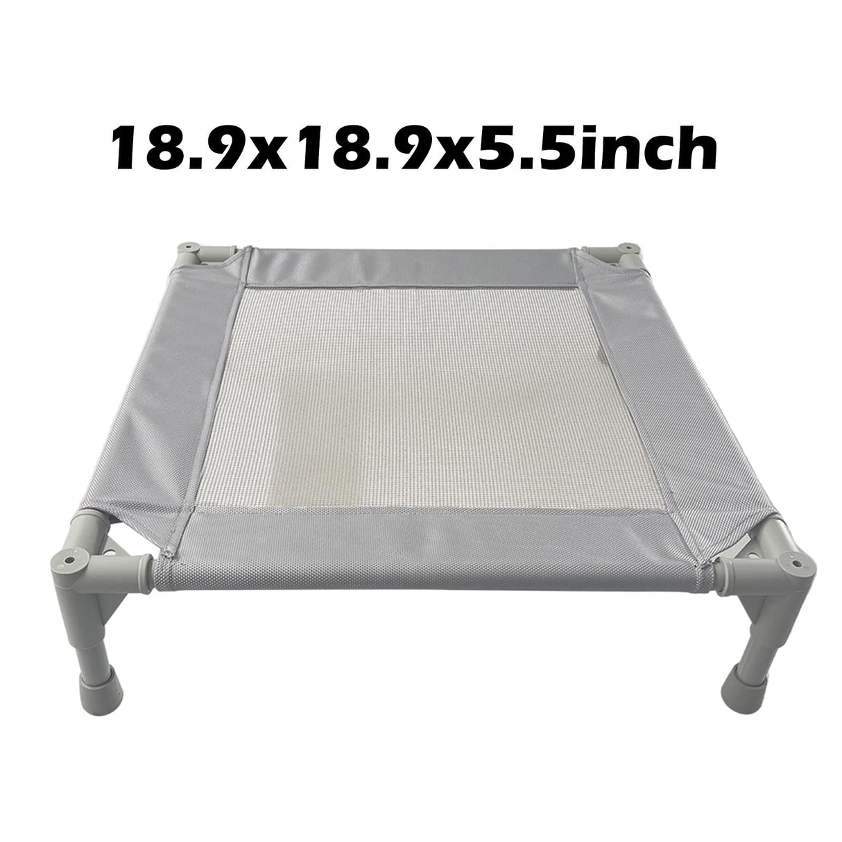 Pozico Elevated Pet Bed with Breathable Mesh for Small Cat and Dog, Raised Cooling Pet Cot for Puppy and Kitty, 18.9x18.9 inch (Gray Bed)
