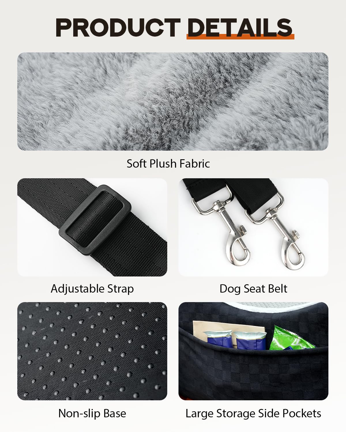 PHCOHIDO Dog Car Seats for Medium Dogs, All-Season Comfort Dog car Seat Boosters Detachable & Washable Pet Dogs Seat for Cars, SUVs, Easy to Install (Black)