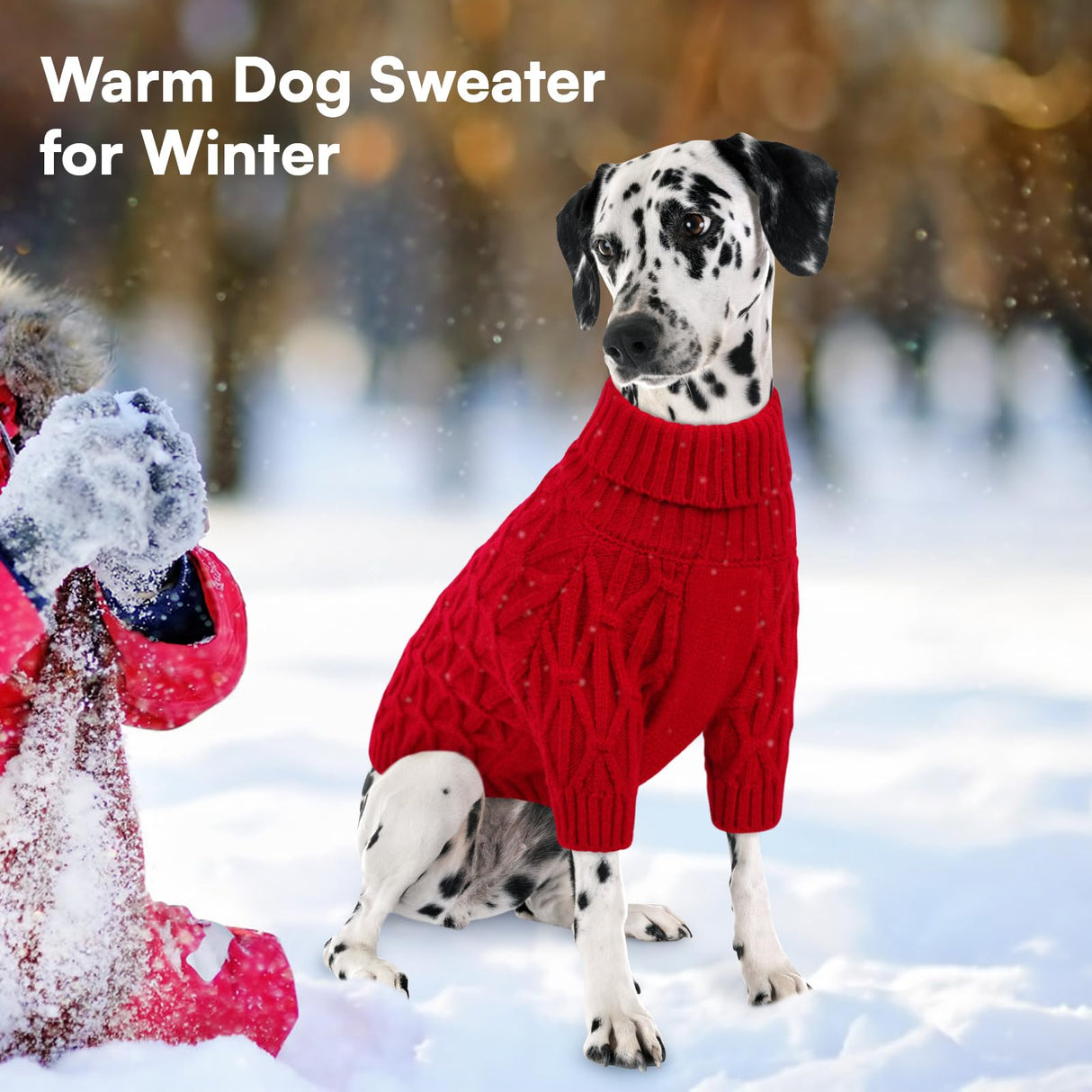Queenmore Dog Sweaters for Large Dogs Girls Boys,Warm Pullover Extra Large Dog Sweater,Dogs Christmas Sweaters,Classic Turtleneck Thick Clothes for Extra Large Pets, Pitbull, Boxer(Red,XL)