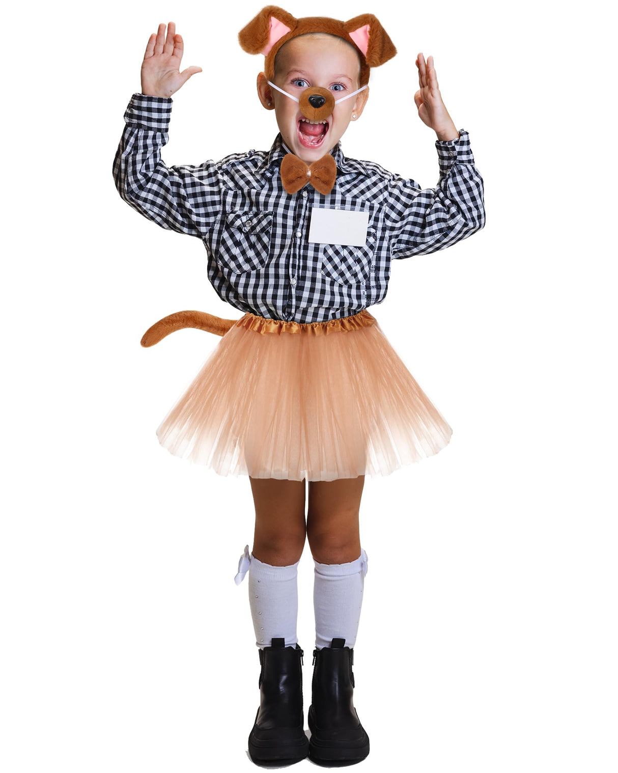 Zhanmai 5 Pcs Carnival Animal Costume Kid Bear Puppy Dog Pup Kangaroo with Tutu Ear Headband Bowtie Tail Paws for Boys Girls