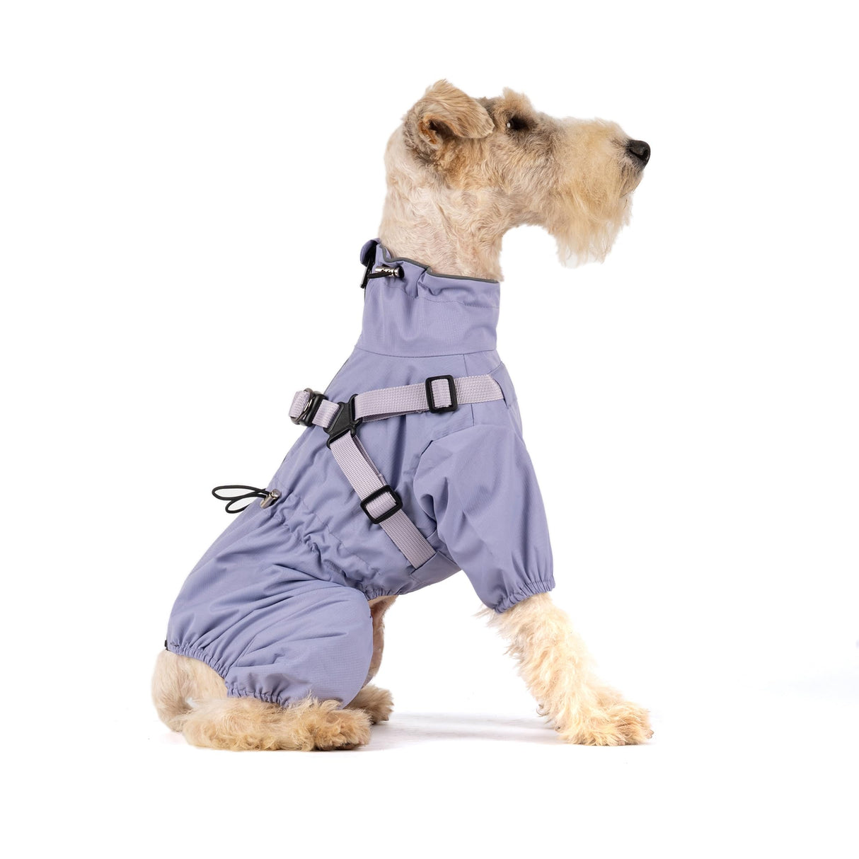 Mile High Life Waterproof Dog Raincoat, Full Coverage Small Dog Rain Coat with Harness, Adjustable 4 Legs Puppy Rain Jacket with Reflective Strip and Elastic Cuffs (Purple, XS Back Length 11.4")