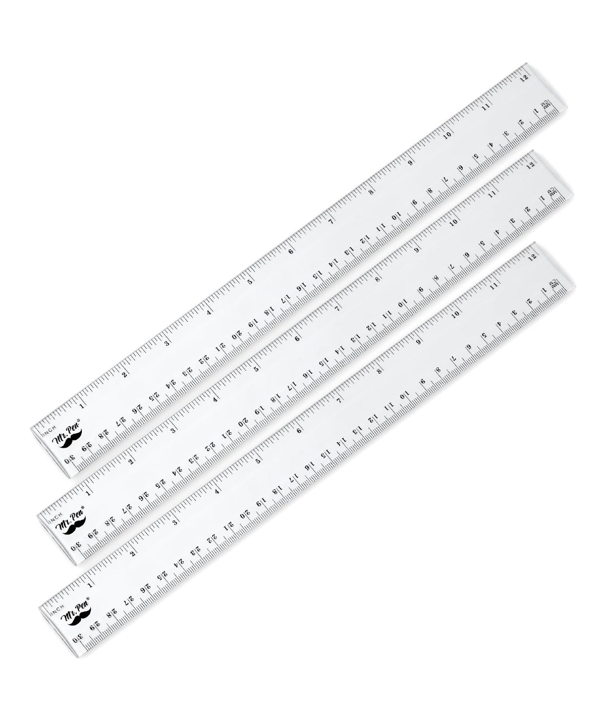 Mr. Pen- Plastic Rulers, 12 Inch, 3 Pack, Easy-to-Read Markings