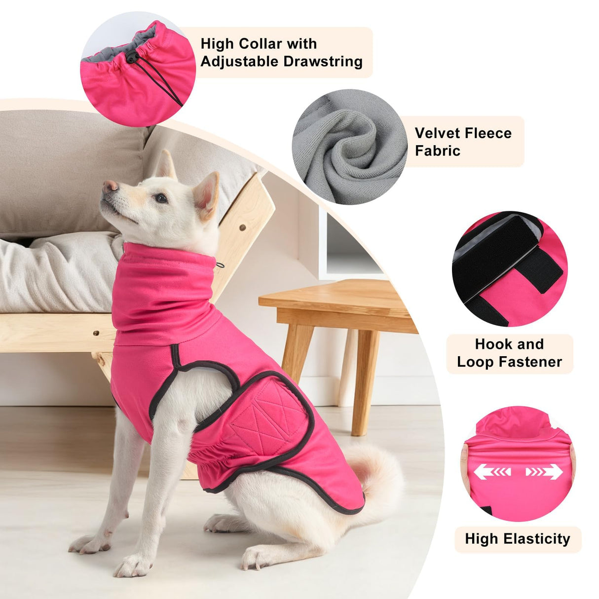 BEAUTYZOO Reversible Thunder Shirt for Dogs Anxiety- 2-in-1 Dog Anxiety Calming Vest with Hood,Turtleneck Thundershirt Jacket for Fireworks, Separation, Vet Visits- Pet Hoodie for Small to Large Dog