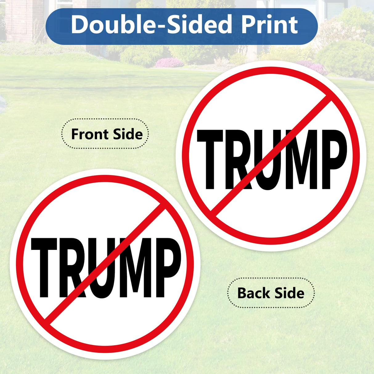 Probsin Anti Trump Yard Sign with Metal Stakes Double Sided 14" x 14" No Trump Here Signs Outdoor Decorations for Indoor Outdoor Lawn, Garden, Window, Party Supplies