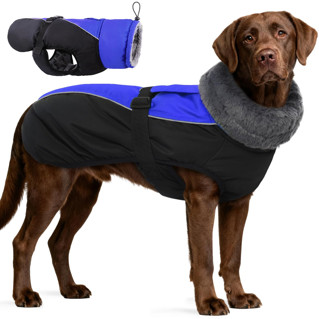 IDOMIK Dog Winter Coat, Reflective Waterproof Dog Jacket for Cold Weather, Warm Pet Coats for Small Medium Large Dogs, High Collar Doggy Fleece Snow Jacket, Winter Vest with Adjustable Buckle,XXL