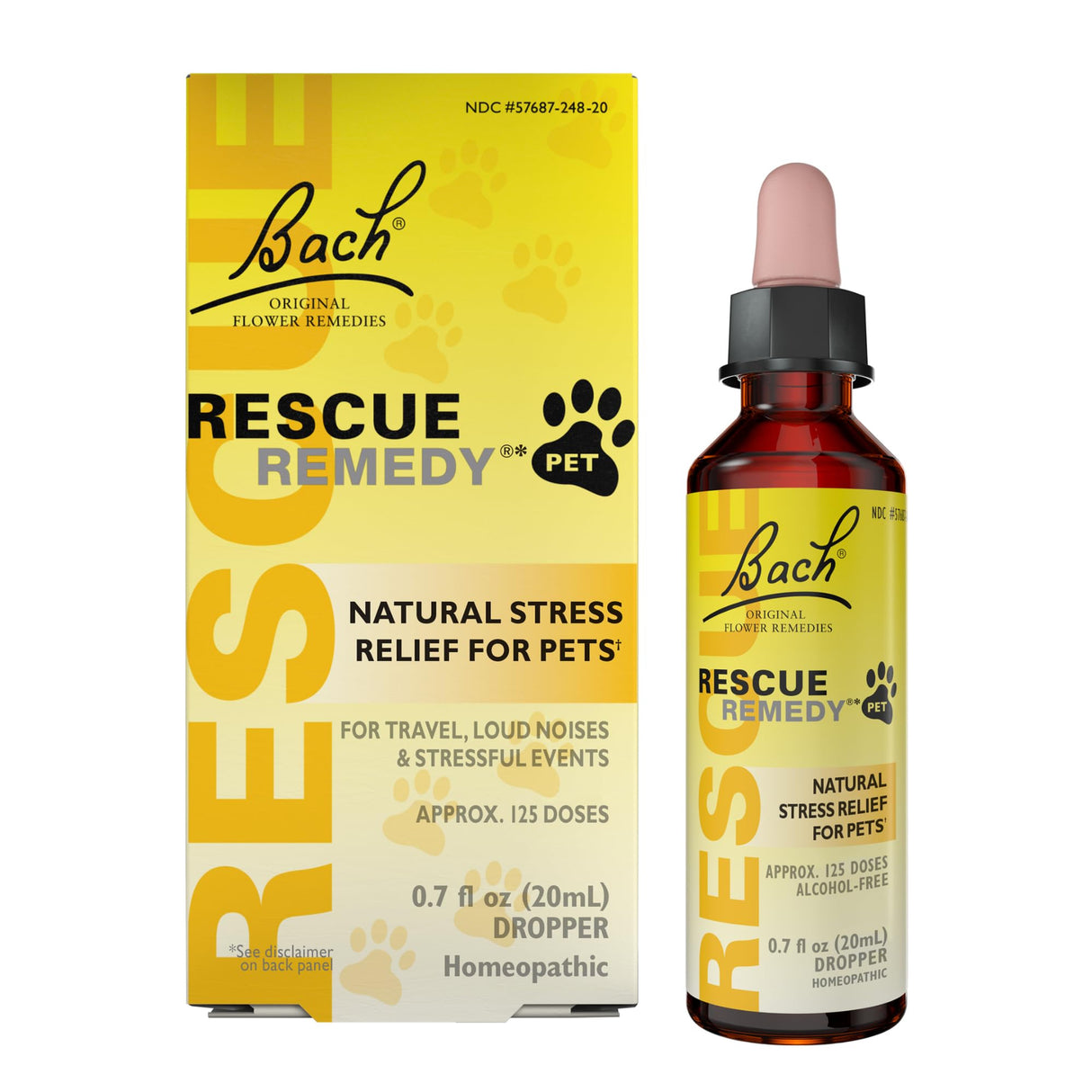 Rescue Remedy Pet Dropper - 20mL - Stress & Tension Support for Dogs & Cats with Bach Natural Flower Essences - Sedative-Free, Homeopathic Liquid Formula - for All Breeds, Ages & Weights