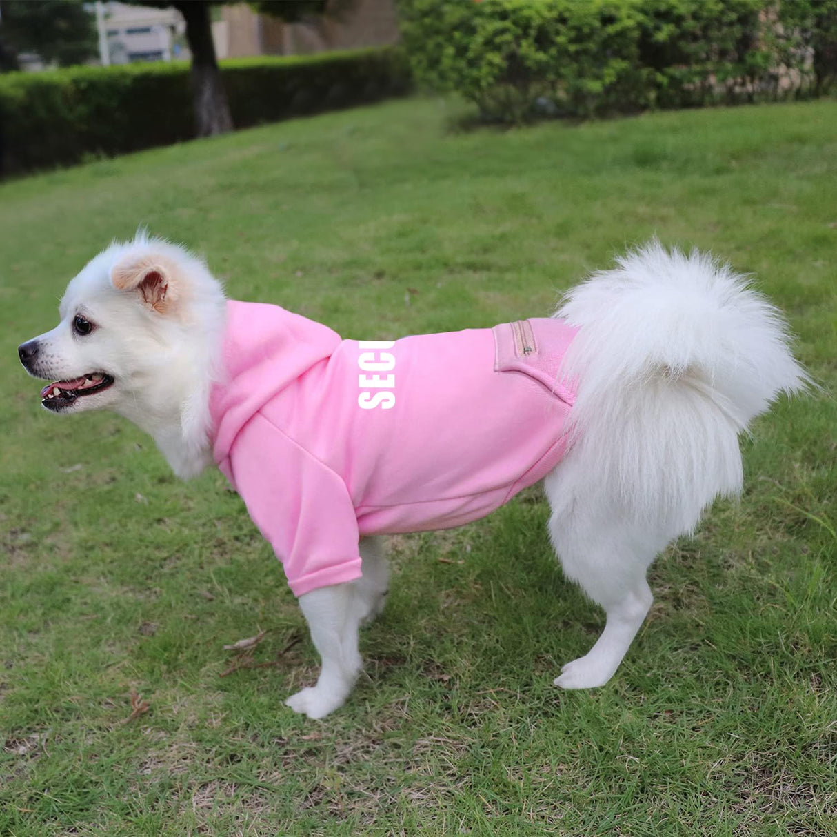 Otunrues Dog Hoodie for Large Dogs Glow-in-The-Dark Security Dog Sweater Sweatshirt Hooded Soft Brushed Fleece WinterClothes with Dual Pocket Zip Puppy Hoodies Pink XL