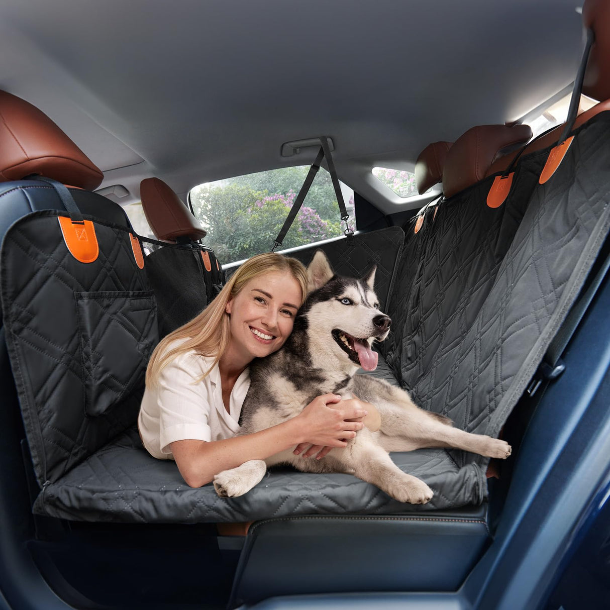 Roilpet Dog Car Seat Cover for Back Seat: Hard Bottom Back Seat Extender for Dogs - Durable Dog Hammock for Car Truck SUV - Waterproof Car Seat Protector for Dogs, Prevent Pet Falls, Easy to Install