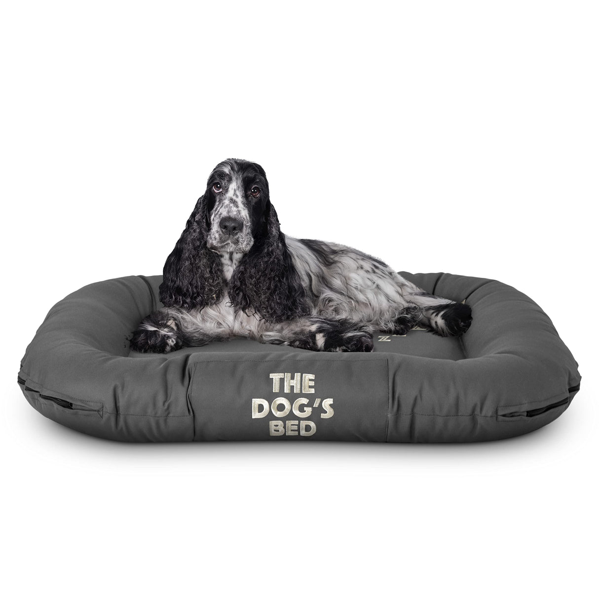 The Dog’s Bed Utility Waterproof Dog Bed for Medium Dogs, Grey - Washable Durable Indoor Outdoor Dog Bed, Tough Oxford Fabric, Removable Cover, Crate Car Kennel Travel Bed