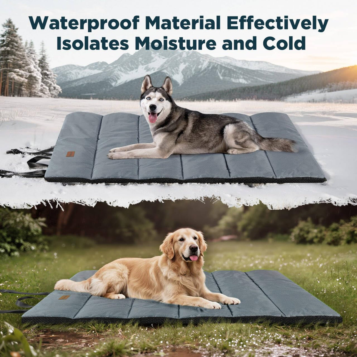 Gimars Upgraded Outdoor Dog Bed with Waterproof Film, Easy to Roll Up with Buckle, Large Travel Pet Bed for Medium & Large Dog, Portable, Foldable, Washable for Camping,Traveling