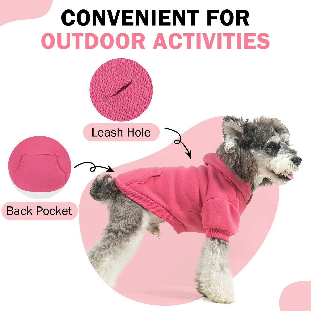 SCENEREAL Dog Hoodie Sweaters for Small Medium Large Size Dogs, Fleece Dog Sweatshirt with Hat and Pocket,Soft Cold Winter All Weather Dog Clothes for S to XL Sized Dogs, Pink M