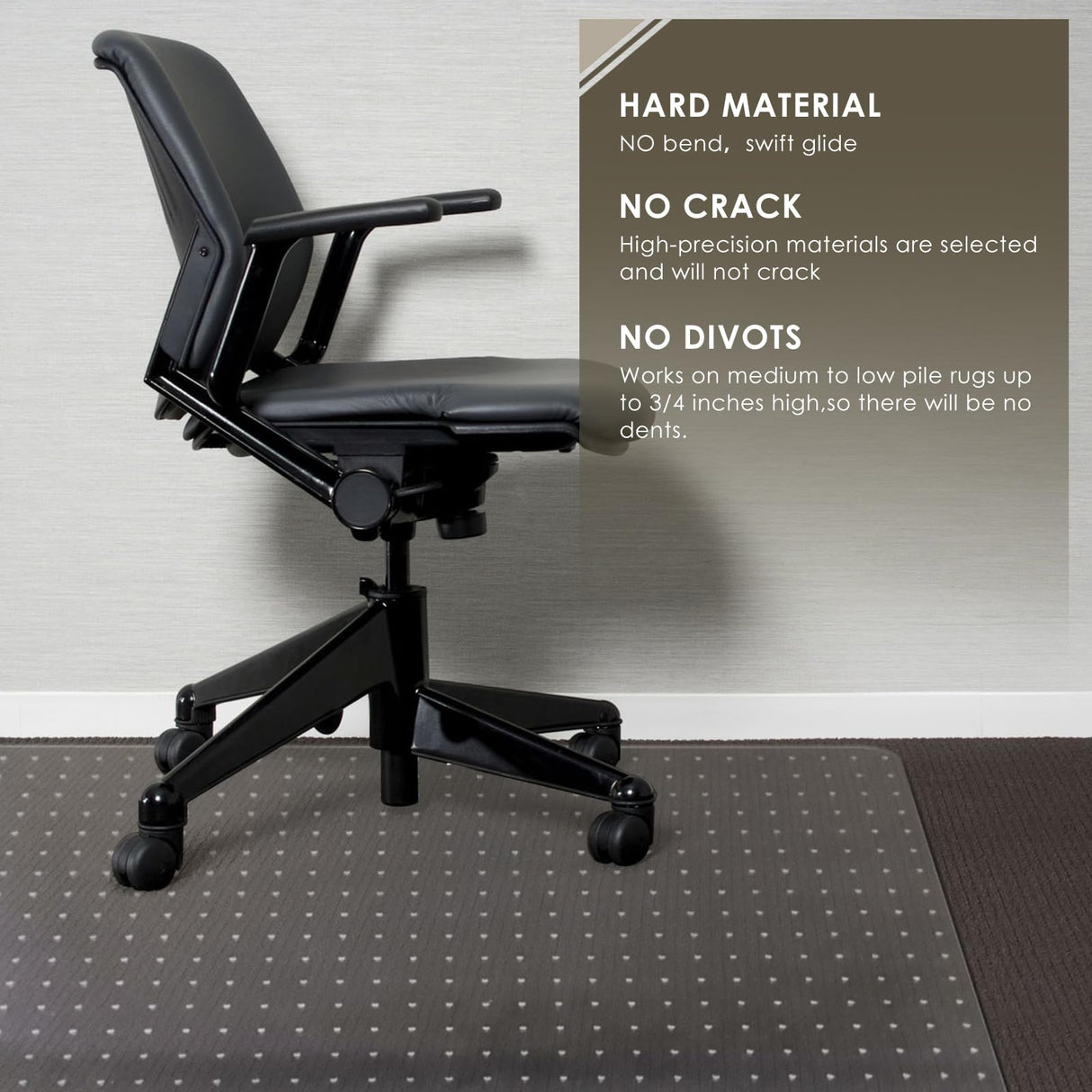 Azadx Heavy Duty Office Chair Mat for Carpet - 36" x 55" Hard Material Slip Resistant Floor Mat for Home Office Easy Glide Desk Mat