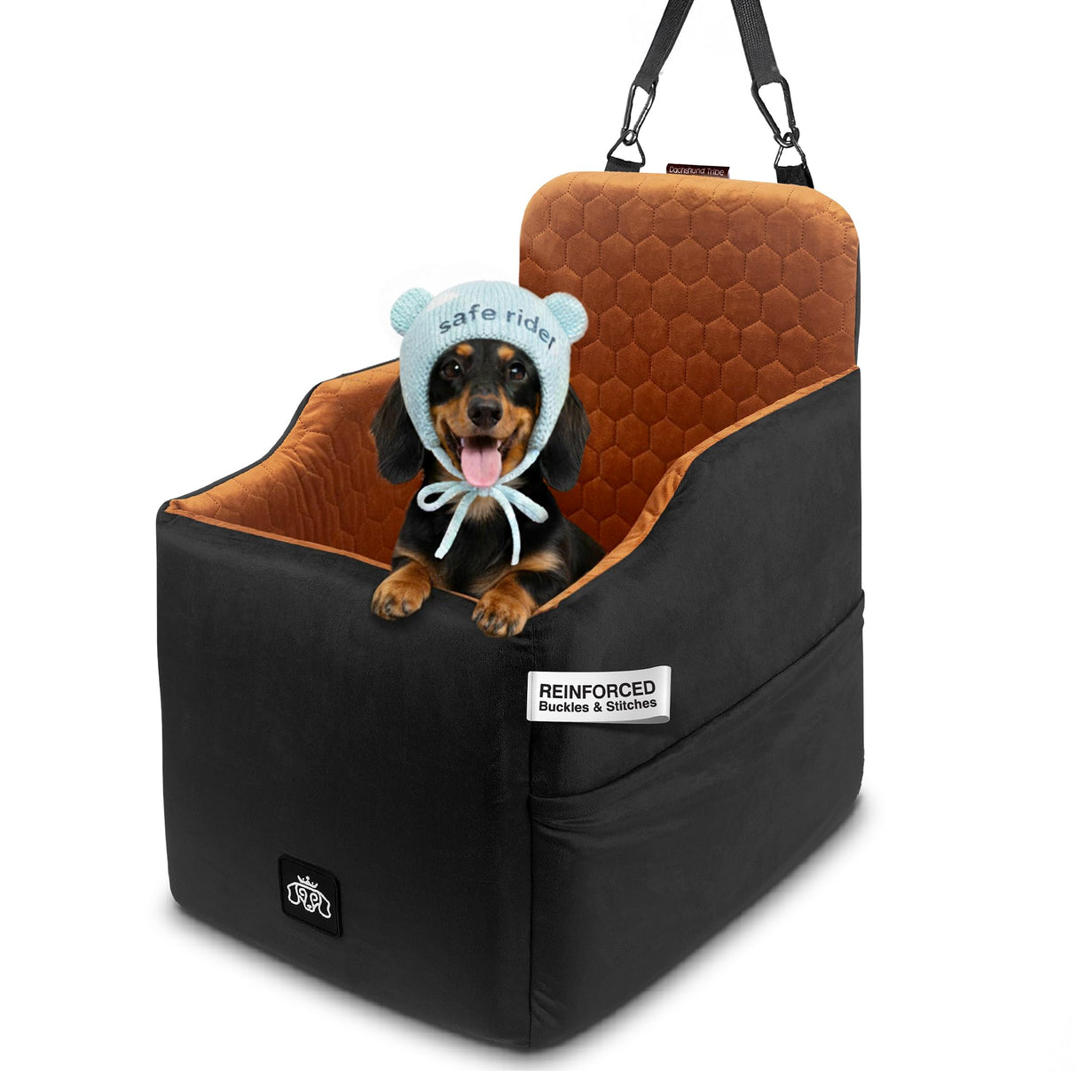 Dog Car Seat for Small Dogs, Dachshund Car Seat Booster Bed for Small Breeds β Non-Slip Base, Adjustable Straps, Washable Cover (Small Size Black)