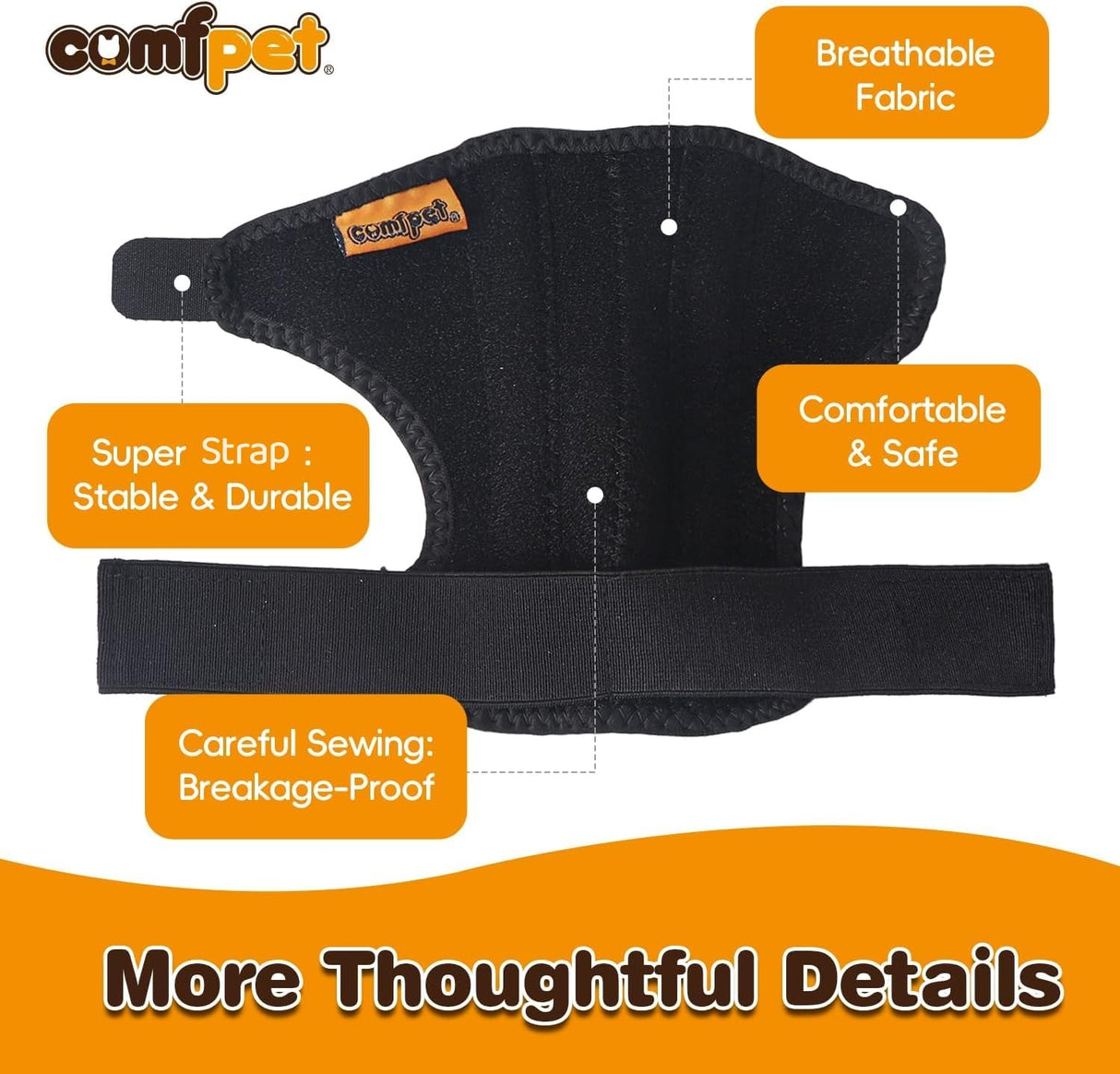 COMFPET Dog Hock Brace for Small Dogs (5-15 lbs), Adjustable Hind Leg Support Wrap for Chihuahua, Pomeranian, Yorkie, Arthritis, ACL Tears & Lameness Relief - Size S