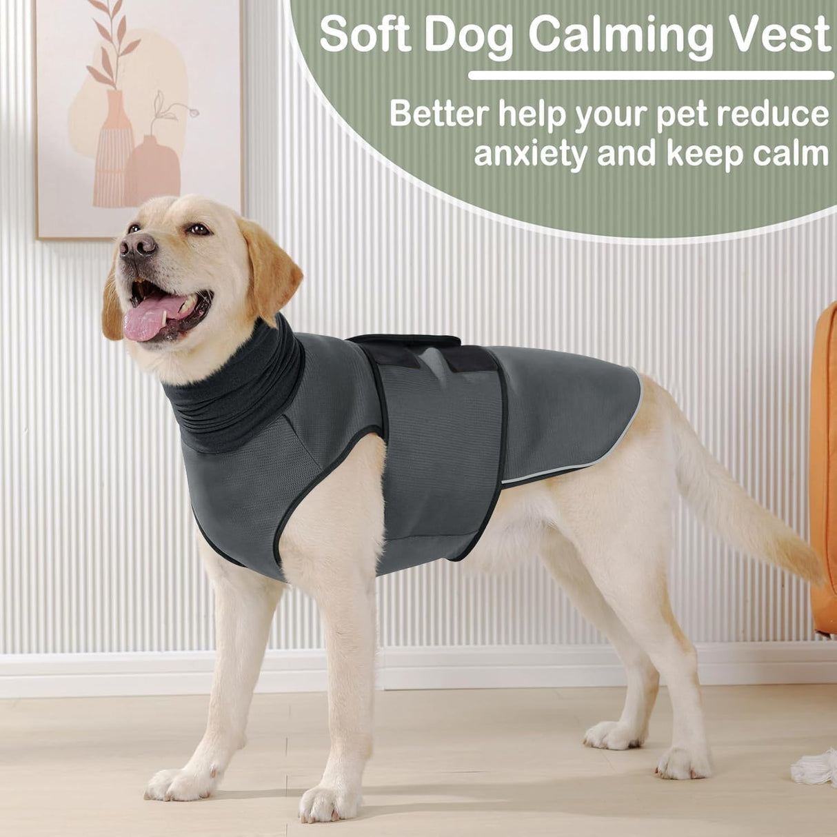 KOESON Dog Calming Hoodie, Pet Thunder Jacket with Ear Wrap, Breathable Dog Anti-Anxiety Vest for Thunder, Fireworks, Travel, Separation, Comfort Pet Anxiety Relief Wrap, Grey M