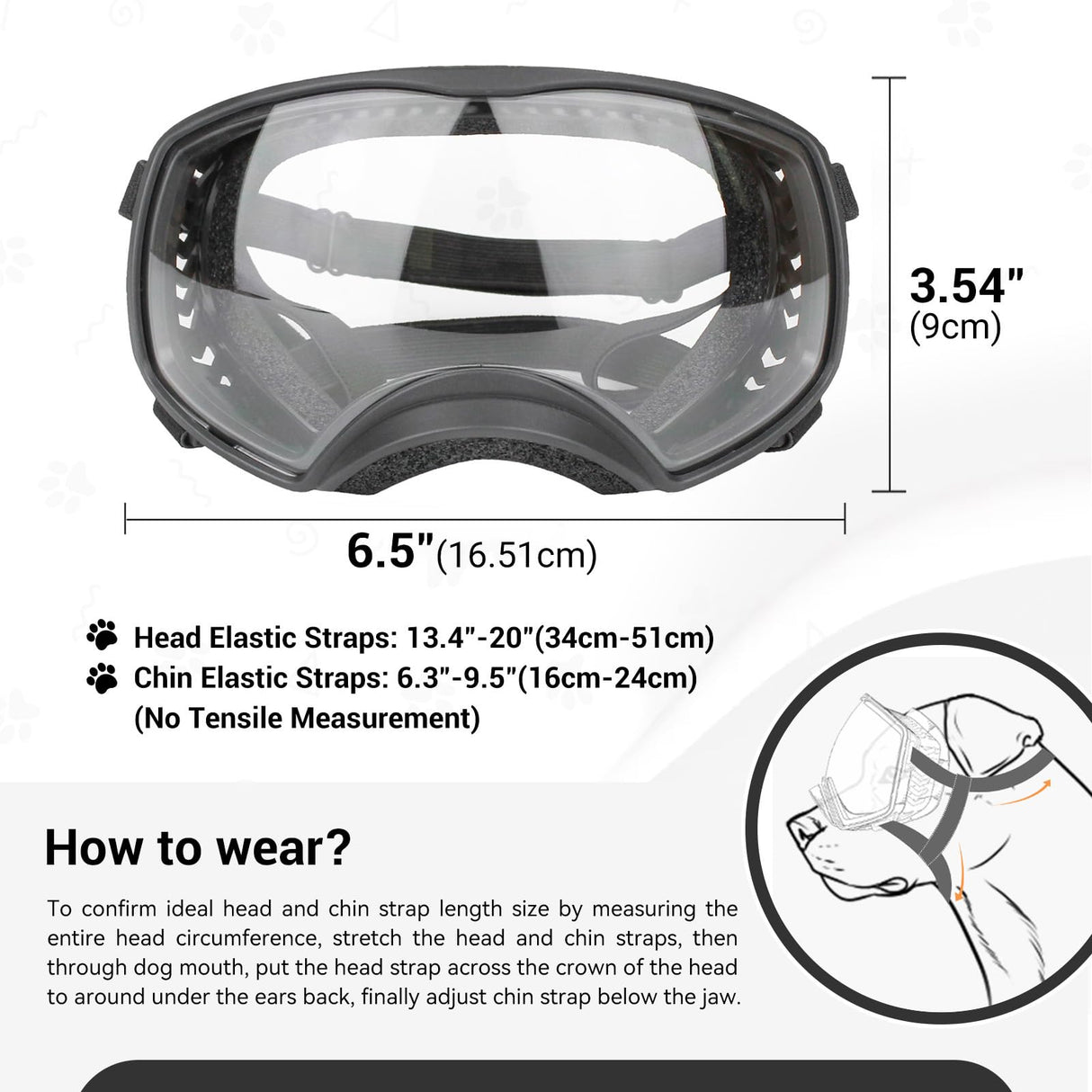 Enjoying Clear Dog Goggles for Large Dogs, Dog Sunglasses Medium Large Breed, Summer UV Pet Eye Protection, Winter Pet Snow Goggles, Transparent