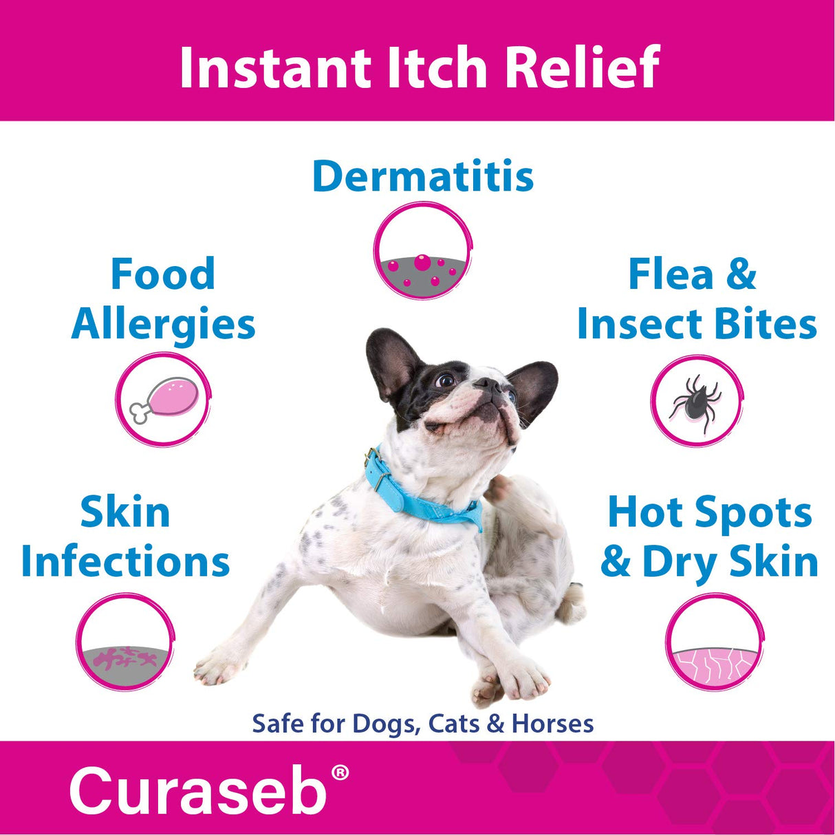 Curaseb Hydrocortisone Wipes for Dogs & Cats – Instant Itch Relief for Hot Spots, Paw Licking, Rashes, Allergies, Bites, Dry Skin – with Soothing Aloe - 100 Wipes