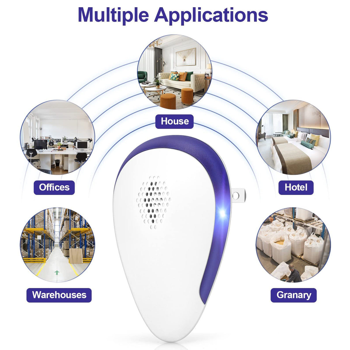 KONIGEVA Ultrasonic Pest Repeller,Pest Control Repeller,High Frequency Ultrasound Electronic Pest-Outdoor Repeller for Mosquito,Mice,Roach,Spider,Insects,Rat, Flea(6 Packs), White