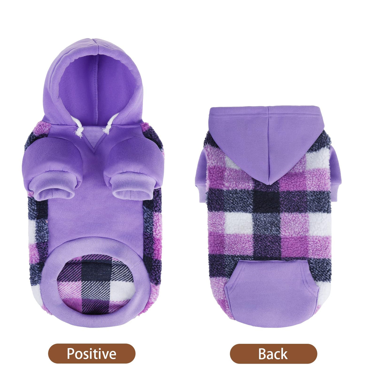 PUPTECK Dog Hoodie Puppy Sweatshirt Warm Dog Sweater Winter Clothes Cold Weather Coats for Small Medium Large Dogs, Purple, S/M