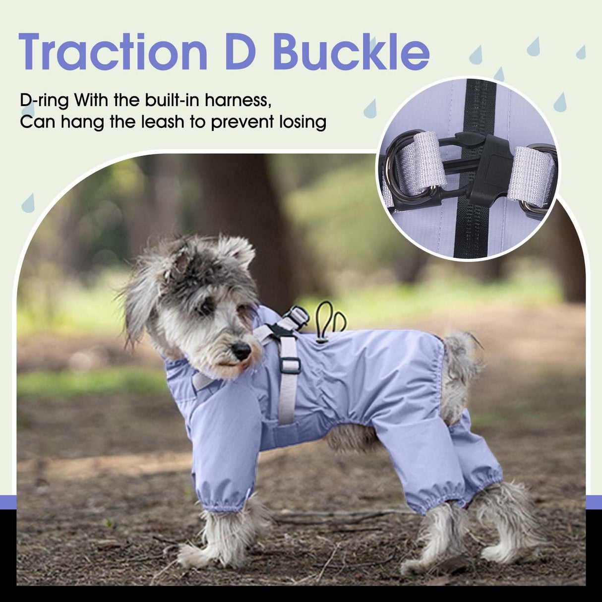 BRKURLEG Dog Raincoat for Small Dogs, Small Dog Rain Jacket with Harness Built in, Waterproof 4 Legs Puppy Raincoats, Puppy Outdoor Jacket with Reflective Strip, Purple, XXL