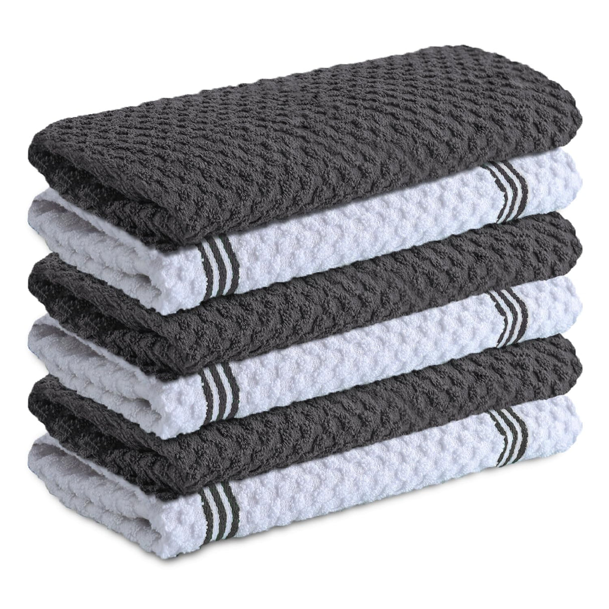 100% Cotton Kitchen Towels - 15x25 Inch Ultra Soft Tea Towel, Super Absorbent Terry Dish Towels for Kitchen Linens |Grey|