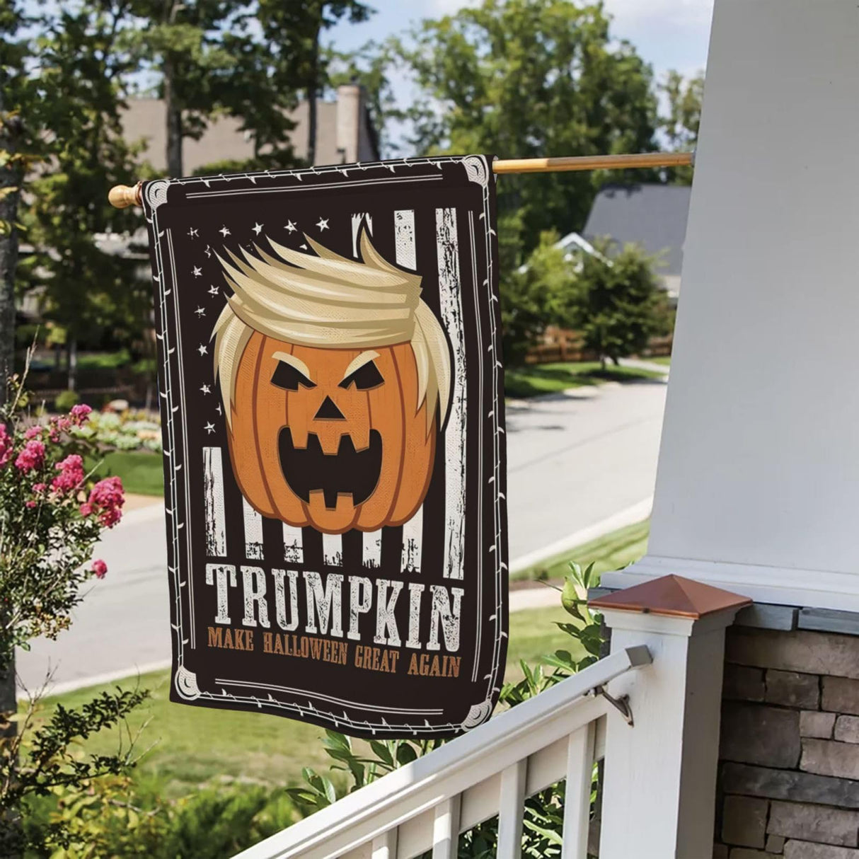 Trump garden flag 12 * 18inch funny halloween pumpkin flag garden flag outdoor decoration Courtyard lawn decoration