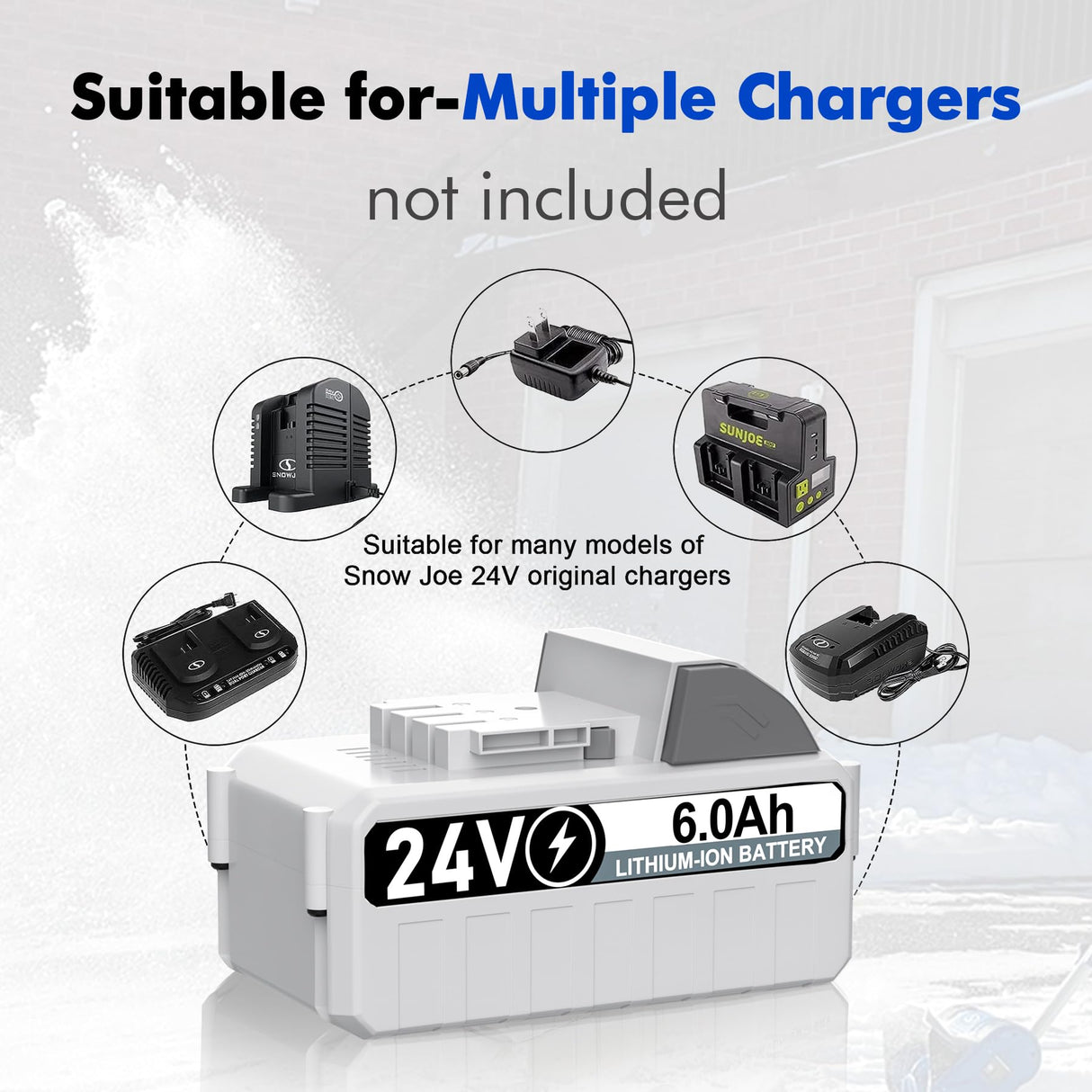 Ayssmac 6.0Ah Replacement Battery for Sun Joe Snow Joe iON+ 24V Series Li-ion Cordless Power Tools, Compatible with 24VBAT-LTW/XR/LTE/LTX/LT Battery,24V-X2-21LMSP 24V-X2-21LM 24V-X2-PW1200 24V-X2-16LM