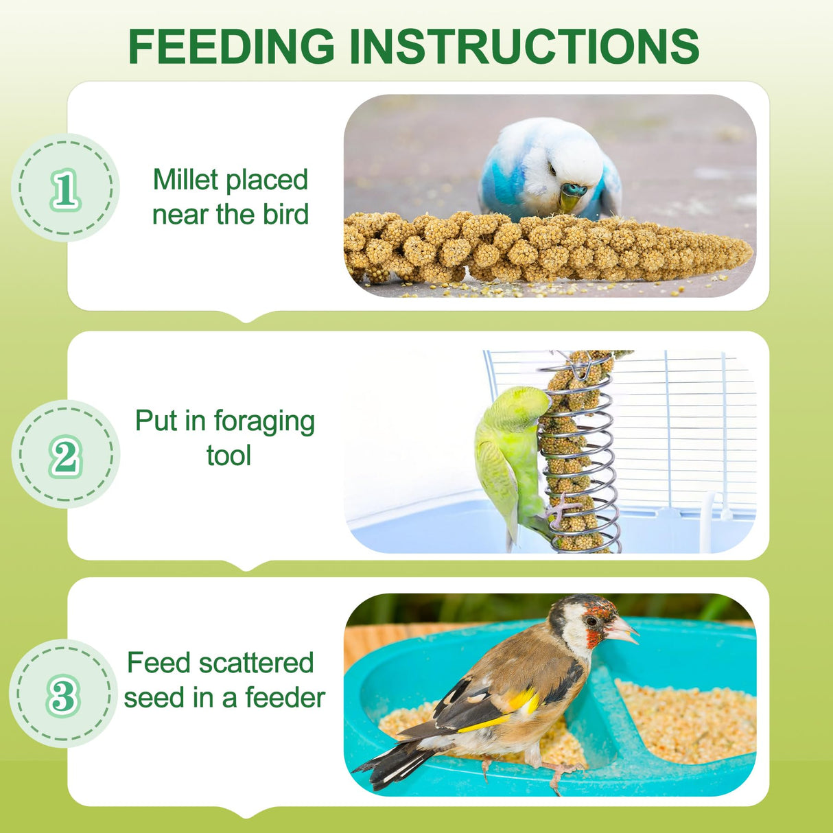 MEILLEURE 2LB Spray Millet Bird Treat for Parakeets, Natural Sun-Dried Birds Millet Spray for Parrots, Finches, Cockatiel, Budgie & Hamster, Bird Food Bulk